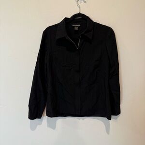 Banana Republic Black Women's 100% Wool Zip Up Jacket Size 8 Classic Warm